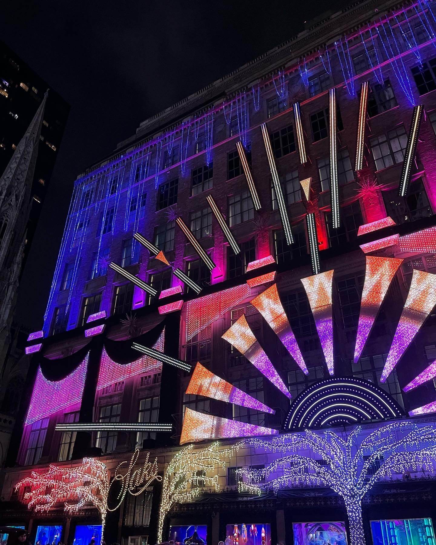 Saks Fifth Avenue Christmas lights in New York City during the holiday season