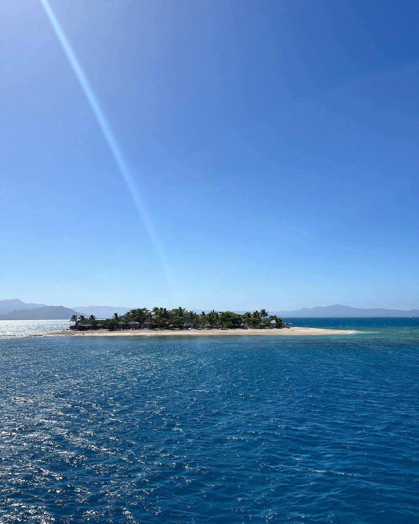 South Sea Island in Fiji viewed from the ferry